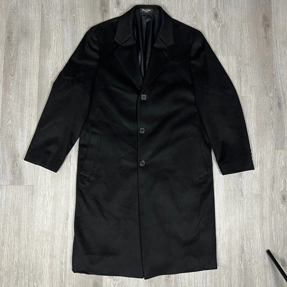 Abrigo largo negro de lana y cachemir John W Nordstrom 42R para hombre Foto 1 de 4