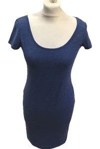 H&M Blue Cotton Mix Short Sleeve T-short Pencil Dress U.K. Small - Picture 1 of 4