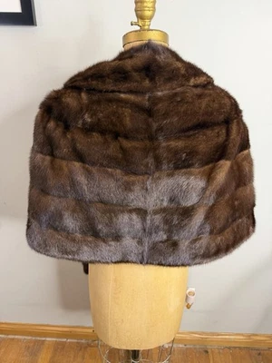 Винтажный шоколадный коричневый роскошный натуральный норковый мех украл надежном плащ Болеро куртка - Изображение 1 из 4