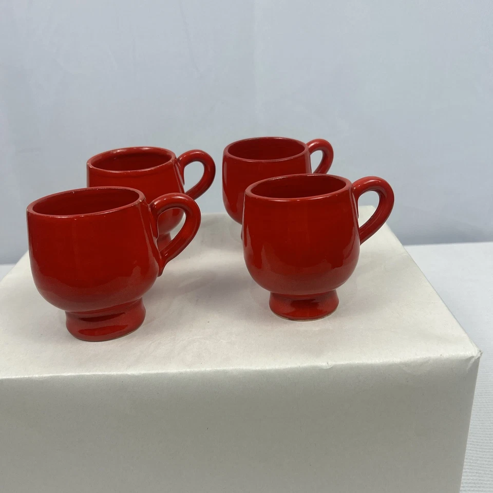 Taza Demitasse Espresso Italiana Café Café Rojo De Colección 4 Hecha en Italia  Foto 1 de 4