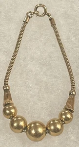 Bracciale vittoriano Shiney 1/20 12k oro pieno serpente link flauto perline art deco - Foto 1 di 4