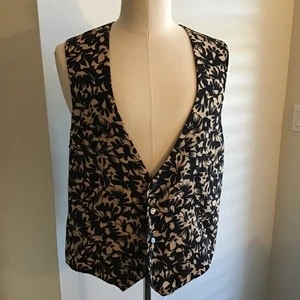 Carrot & Gibbs Mens Vest Waistcoat Large Silk Black Tan Geometric & Pocket Scarf - Picture 1 of 10