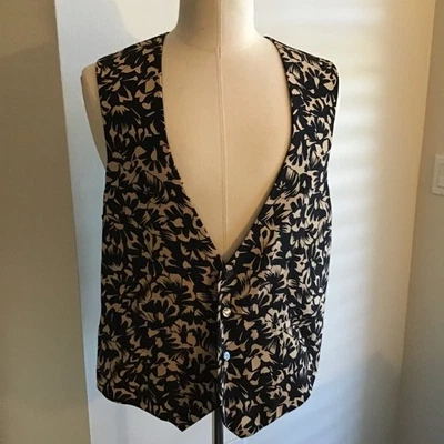 Carrot & Gibbs Mens Vest Waistcoat Large Silk Black Tan Geometric & Pocket Scarf - Image 1 of 4