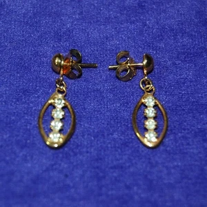 Par de aretes colgantes vintage de diamantes de imitación con pasador de 7/8" de largo - Mi lote #19A - Imagen 1 de 2
