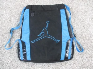 Jordan Jumpman Drawstring Gym Sack Backpack Black Blue Cinch Bag Logo Media Port - Picture 1 of 10
