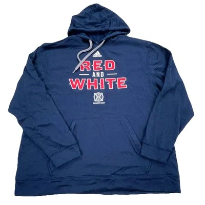 Chicago Fire FC 连帽衫男式 XL 蓝色红色足球俱乐部运动衫毛衣拼色 — 第 1/4 张图片