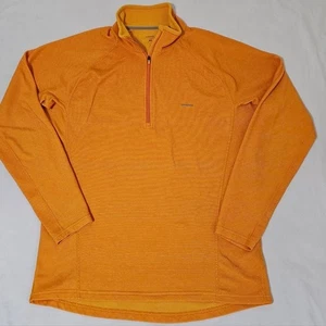Patagonia Herren L R1 Fleece Quarter Zip Pullover Orange Waffle Knit Performance - Bild 1 von 6