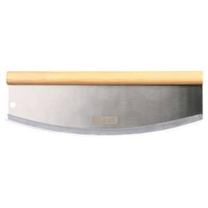 One Bite Stainless Steel Pizza Rocker Cutter with Wood Handle - Picture 1 of 5
