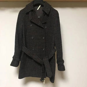 MARGARET HOWELL Harris Tweed Trench Coat Size 2 Brown Black Check - Picture 1 of 9