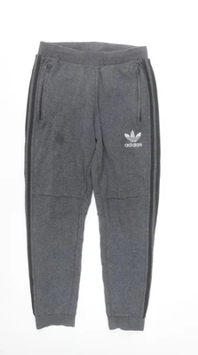 Adidas Men’s Grey Jogger Trousers M Regular Fit Cotton Blend - Image 1 of 4