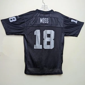 Oakland Raiders #18 Randy Moss NFL Reebok maglia vintage ragazzo grande - Foto 1 di 8