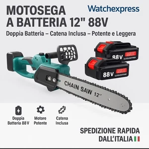 Motosega sega  a Catena serbatoio olio automatico 12 Pollici doppia Batteria 88V - Foto 1 di 5