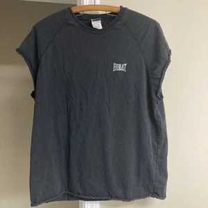 Camicia smanicata sportiva uomo vintage Everlast nera argento ricamata taglia large - Foto 1 di 6