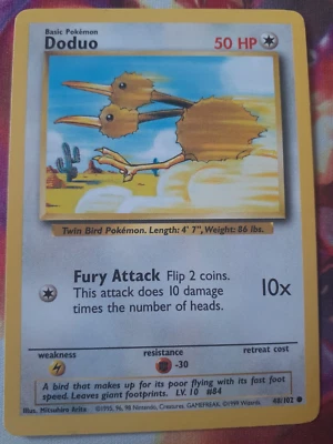 Doduo Common 48/102 Pokémon TCG Base Set Unlimited WOTC Vintage Played - Image 1 of 2