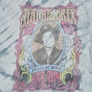 Lucky Brand JIMI HENDRIX Shirt Mens LARGE BLUE TIE DYE 60s Rock Guitar NWT - Picture 1 of 12