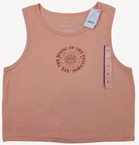 Zoe + Liv Girls Coral Pink Graphic Crop Tank Top XL NWT - Picture 1 of 6