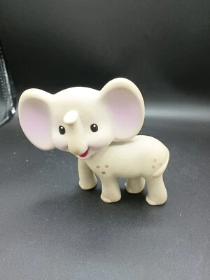 Винтажная резиновая пищащая игрушка слон Infantino серый и розовый 4 дюйма - Изображение 1 из 4