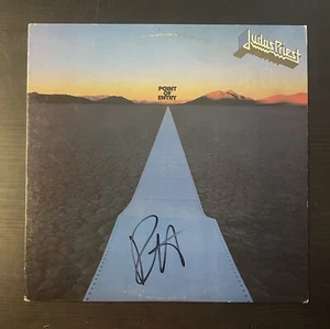 Judas Priest Point Of Entry LP signed By Rob Halford Vinyl Autographed - Foto 1 di 2
