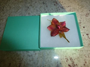 Phalaenopsis Real Phal Orchid Preserved Flower 14K Gold Plated Hair Clip - Picture 1 of 12
