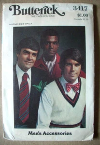 Men's ascot bow pocket handkerchief pattern 3417 UNCUT - Picture 1 of 2