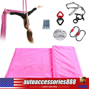 Pink Aerial Silks Deluxe Equipment Set for Aerial Yoga, Aerial Yoga Hammock NEW - Picture 1 of 13