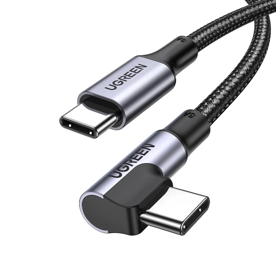 Ugreen Right Angle USB C to USB C Fast Charger Cable 100W PD 5A Charging - Image 1 of 4