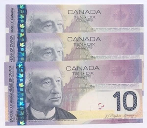 Bank of Canada $10, 2005 - Lot of 3 Radars - BC-68a. Unc's. - Picture 1 of 2