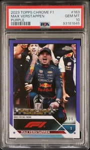 2023 Topps Chrome Formula 1 #163 Max Verstappen Purple PSA 10 - Picture 1 of 2