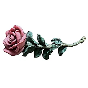 "Arte popular artesanal cerámica rosa de un solo tallo de 7,5"" aspecto realista" - Imagen 1 de 6