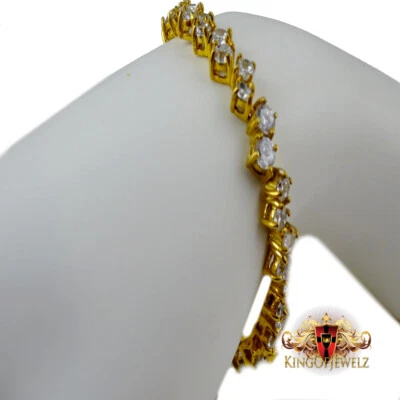 Women's 14k Yellow Gold Finish Row Diamond Simulated Tennis choker Bracelet 7.5" - Image 1 of 4