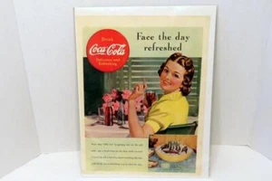 1939 Coca Cola "Face the day refreshed" Ad 10 1/4" x 13 1/4" Excellent - Picture 1 of 4