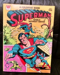 Libro para colorear vintage de Superman - Mundo sin agua 1980, ¡solo 4 fotos a colores! - Imagen 1 de 12