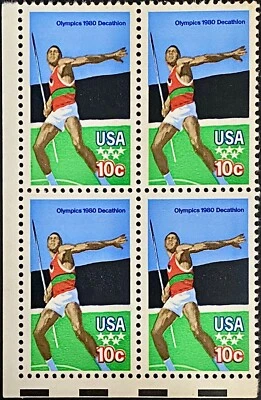 US 1790: Olympics Decathlon Javelin 1979, Block of 4, Mint NH OG, FREE Shipping! - Image 1 of 2