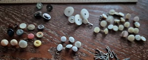 FREE SHIP Antique LOT Cufflink sewing Buttons collar Doll Craft MOP ABALONE - Picture 1 of 20