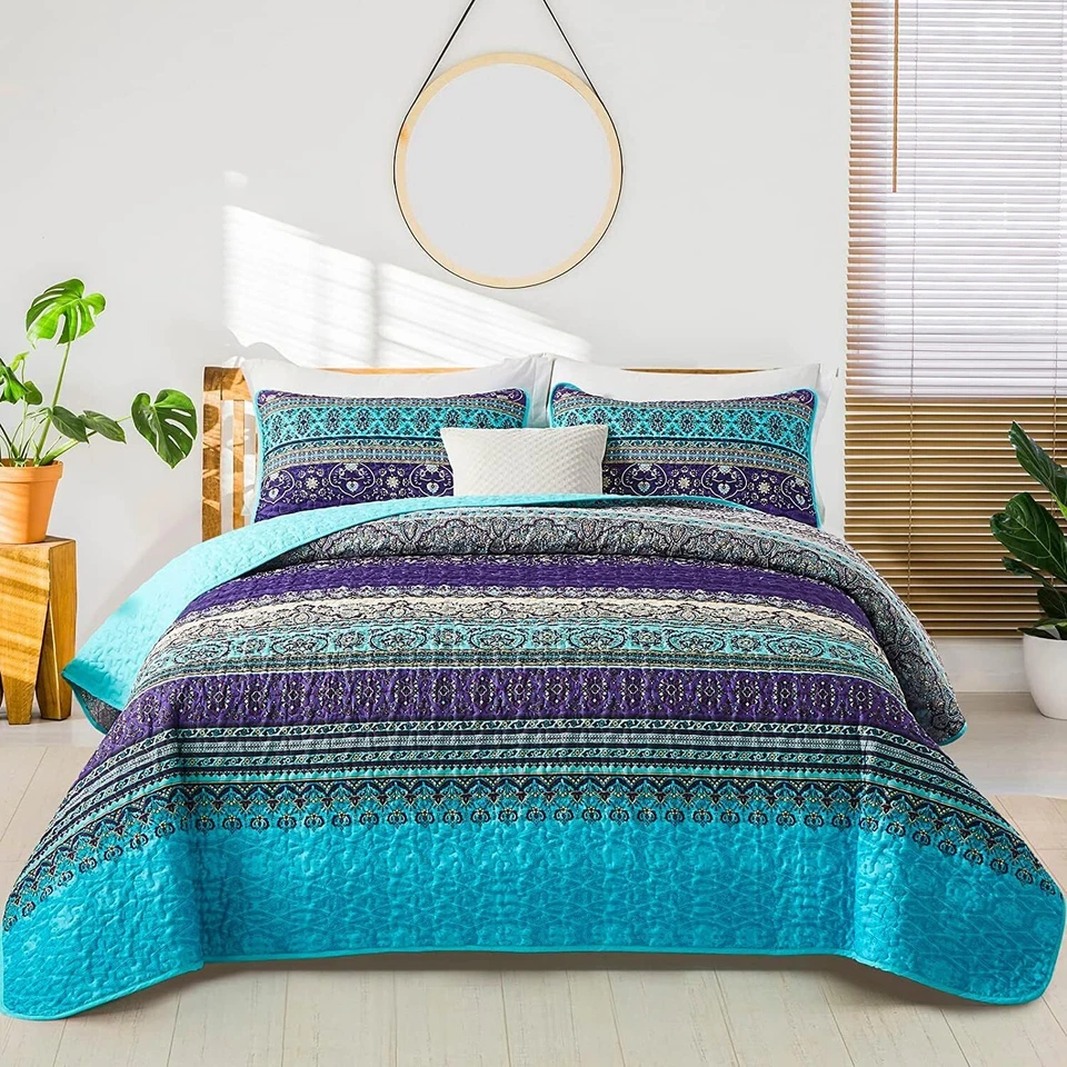 Juego de colcha para dormitorio WONGS Boho ropa de cama tamaño queen king para todas las estaciones Foto 1 de 1