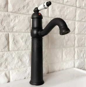 Swivel 360 Oil Rubbed Bronze Spout Deck Mount Bathroom Wash Basin Sink Mixer Tap - Picture 1 of 6