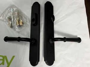 STORM DOOR MATTE BLACK ENTRY LEVER HANDLESET ASHLAND COLONIAL 492231 ANDERSEN - Picture 1 of 9