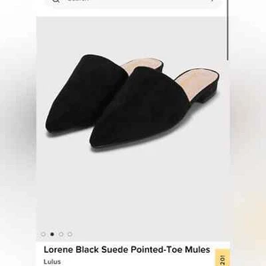 NWOT Women's Size 8.5 Lulus Lorene Black Suede Pointed Toe Mules - Picture 1 of 6