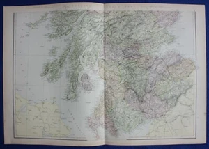 ESCOCIA DEL SUR, mapa atlas antiguo original, Weller, Blackie, 1884 - Imagen 1 de 3