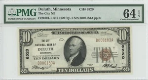 1929 type 1 $10 City NB Duluth, MN FR. 1801-1 CH#6520 PMG 64 EPQ - Picture 1 of 2