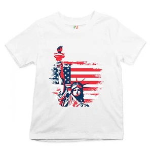 Statue of Liberty Youth T-shirt 4th of July Independence Day US Flag Kids - Picture 1 of 8