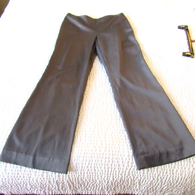 Solid Gray Satin Evening Pants US 8 8P Comfy Doncaster Collection Wool Blend - Image 1 of 4