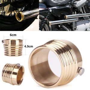 For Harley Chopper Custom 2-1/2" Pipes Motorcycle Solid Brass Exhaust End Tips - Picture 1 of 11