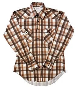 Vintage Wrangler Long Tails Pearl Snap Permanent Press Long Sleeve Shirt Size M - Picture 1 of 4