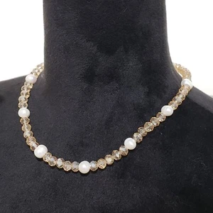 Natasha Couture Necklace Gold Choker Imitation Pearl Beaded Necklace Bohemian - Picture 1 of 2