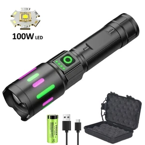 Superhelle Taschenlampe LED 990000LM USB wiederaufladbare Fackel Batterie 3 Modi - Bild 1 von 9
