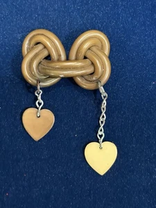 Vintage Celluloid Art Deco Button With Metal Chains Hearts 2” - Picture 1 of 12