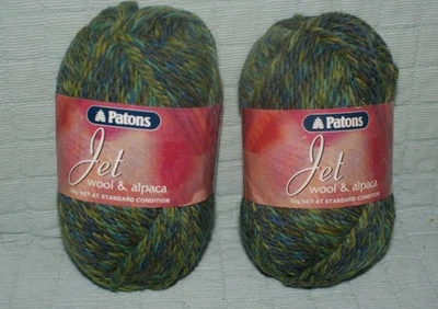 2 мотка Patons Jet альпака шерсти зеленый винтажный пряжи трикотажа крючком Быстрая доставка - Изображение 1 из 3