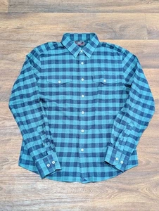 Men Medium UNTUCKit shirt Wrinkle Free - SLIM FIT FLANNEL CHECK Green Blue - Picture 1 of 7