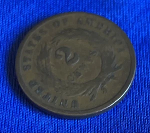 1864 US TWO-CENT PIECE BRONZE COIN GOOD  CONDITION(1864-1873) - Picture 1 of 6
